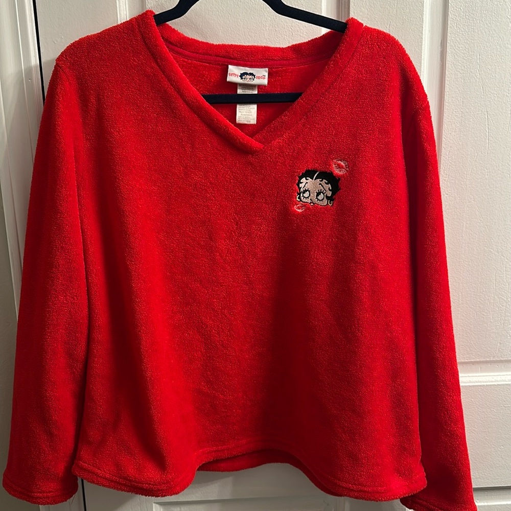2011 Betty Boop Fleece long sleeve top comfy y2k cute lounge wear cozy XL